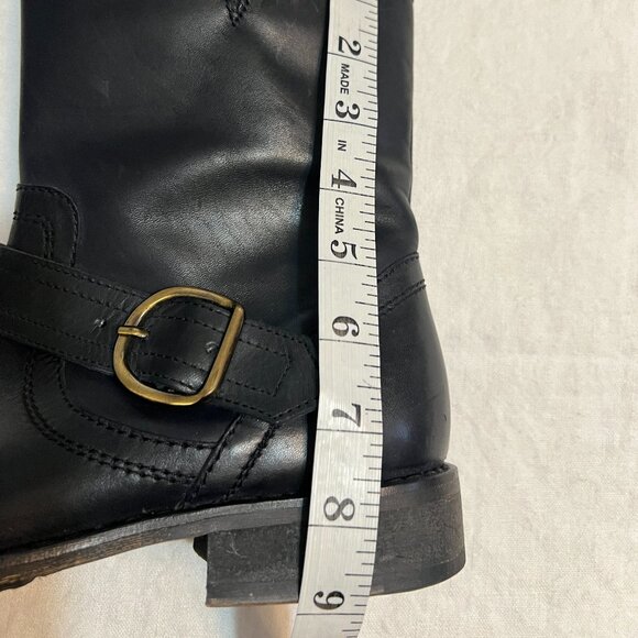 Eddie Bauer by Bronx Women’s Black Leather Ankle Boots Size 8 B Moto Biker Zip - Picture 8 of 12